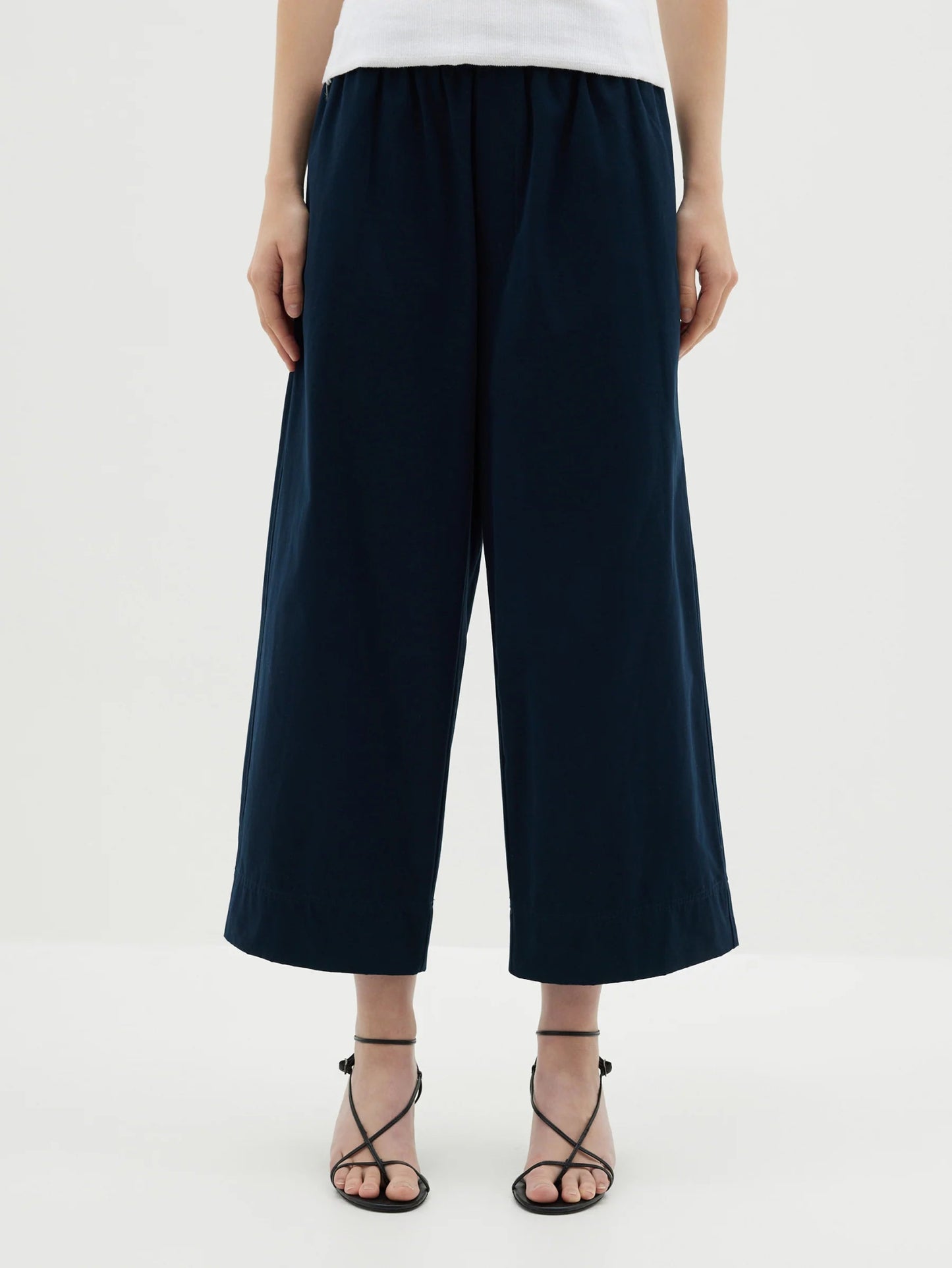 bassike | Canvas Pull On Wide Leg Pant | Ink | Palm Boutique