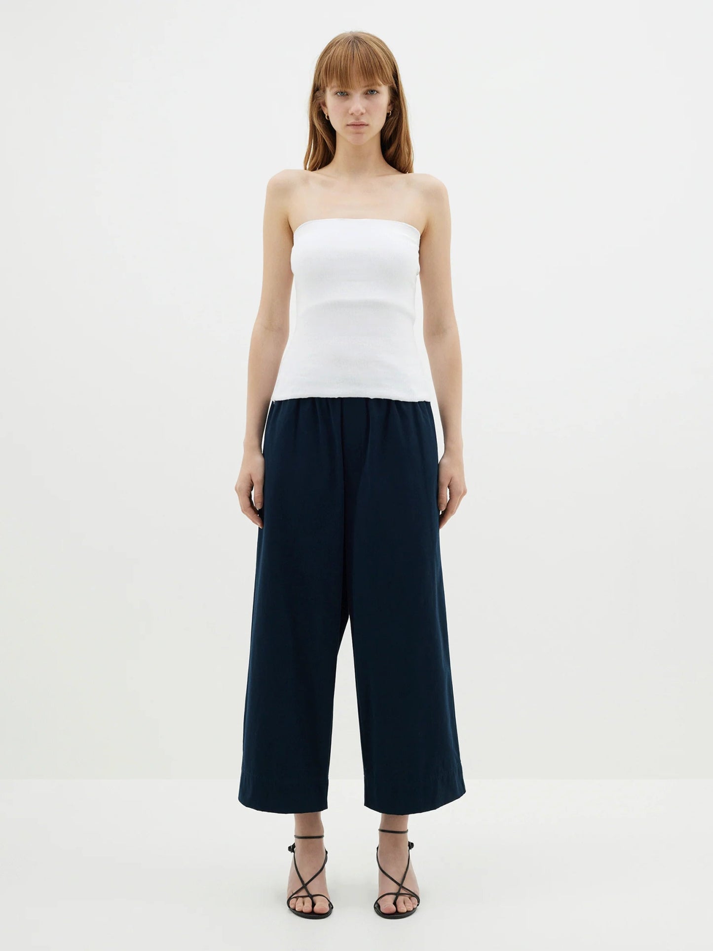 bassike | Canvas Pull On Wide Leg Pant | Ink | Palm Boutique