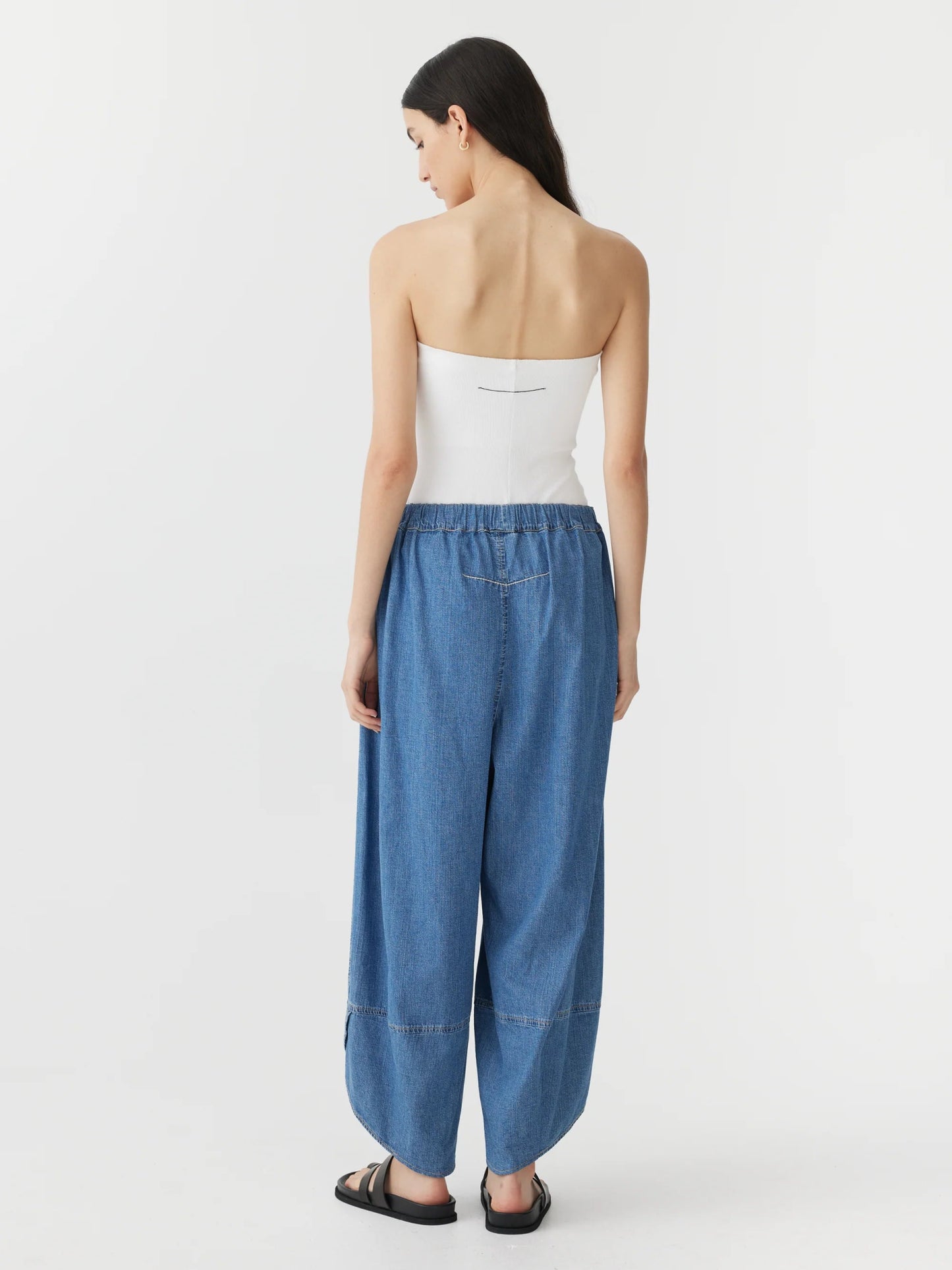 bassike | Denim Split Hem Pant | Authentic Blue | Palm Boutique