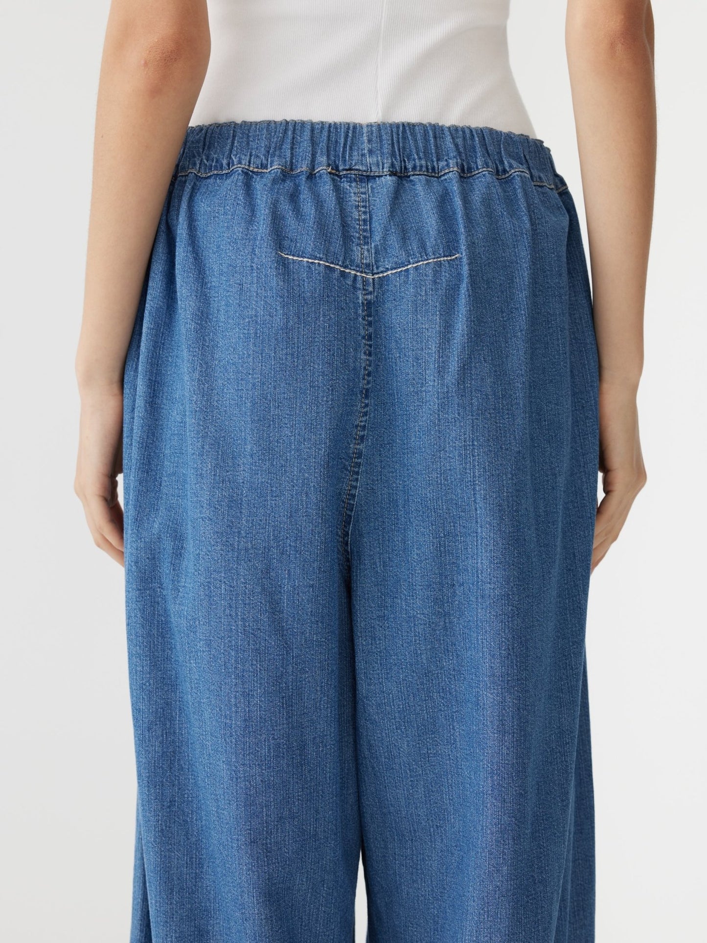 bassike | Denim Split Hem Pant | Authentic Blue | Palm Boutique