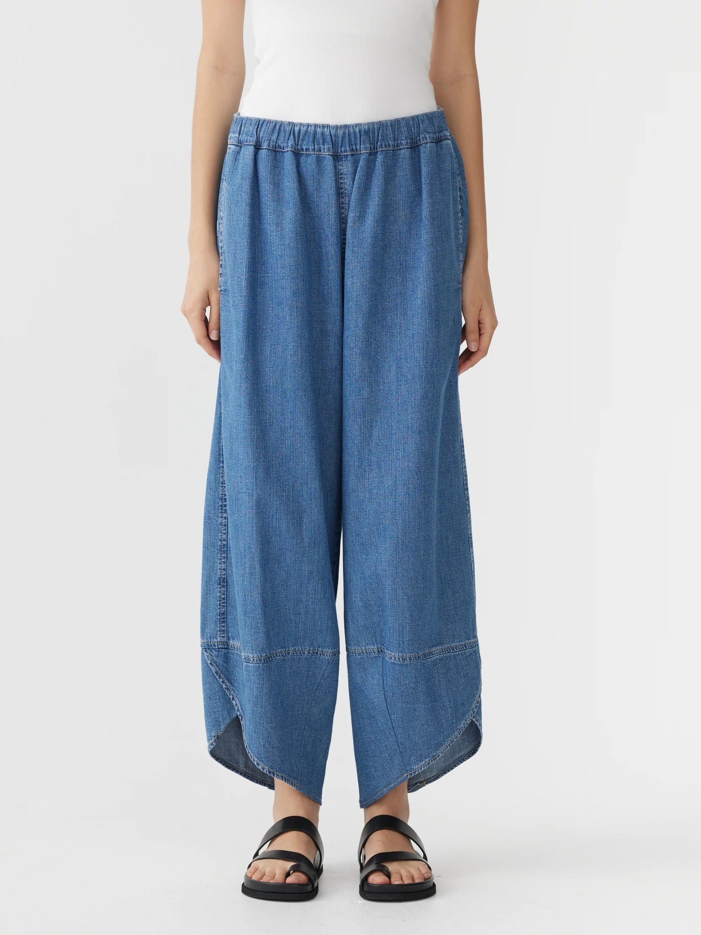 bassike | Denim Split Hem Pant | Authentic Blue | Palm Boutique