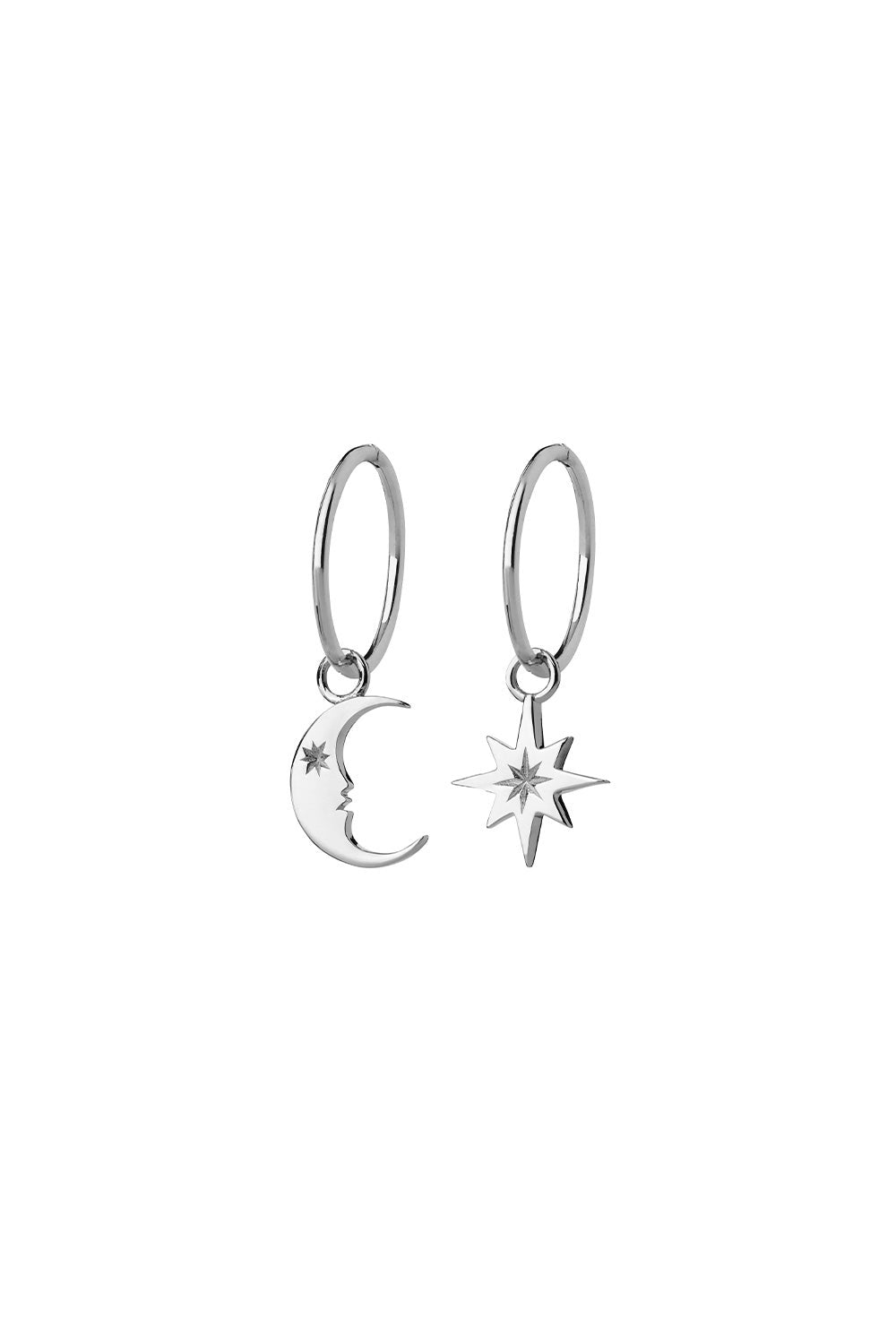 Karen Walker | Crescent moon & star sleepers | Silver | Palm Boutique