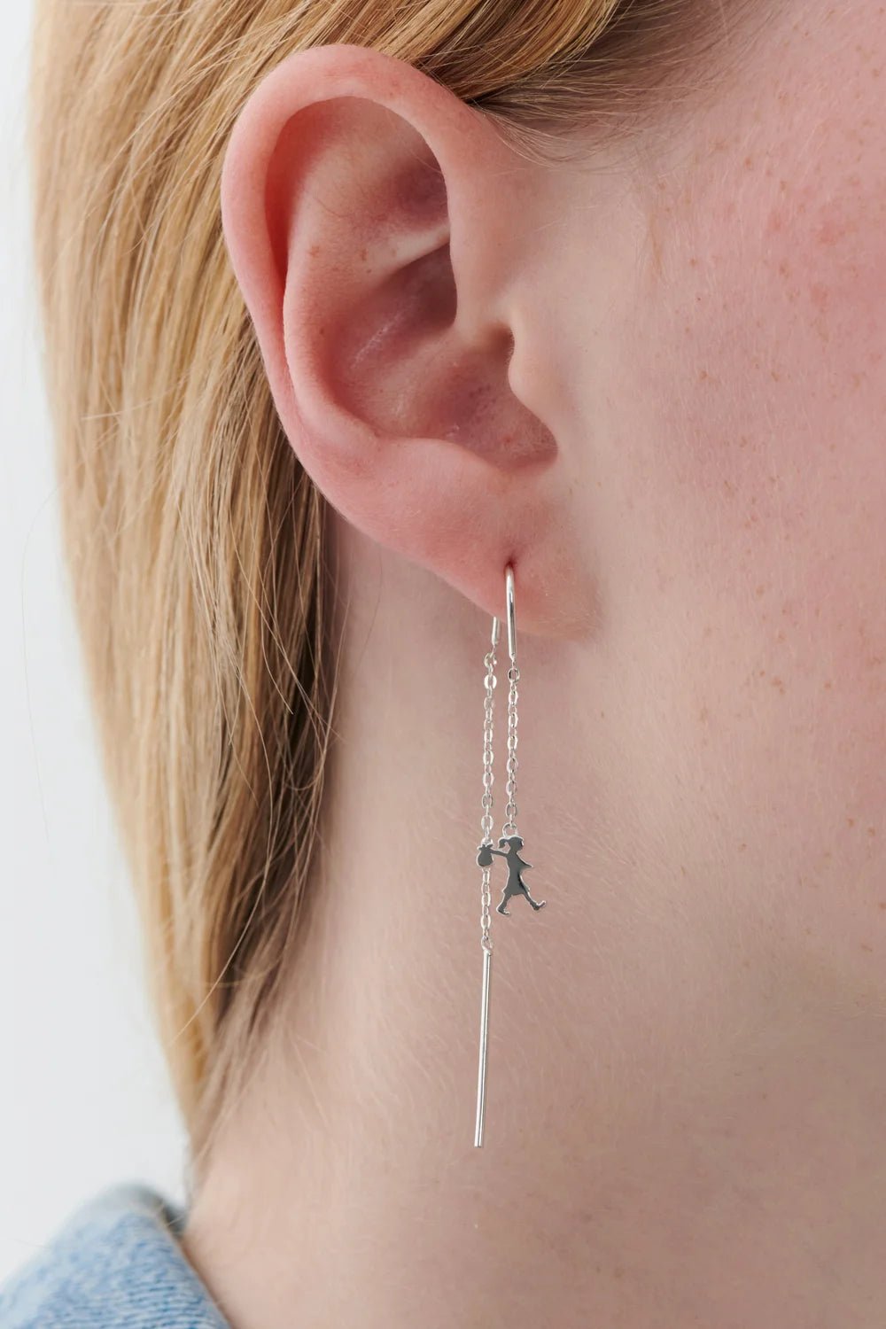 Karen Walker Jewellery Runaway Girl Thread Earrings Silver