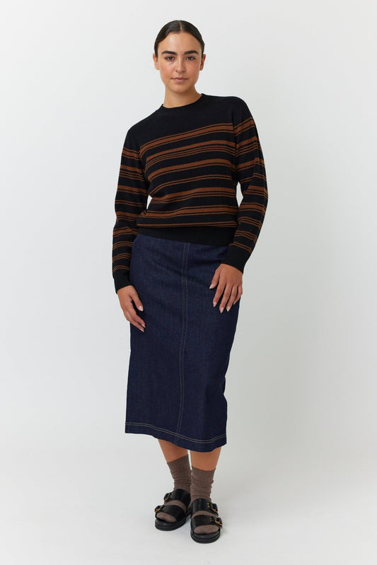 Kate Sylvester | Waffle Stripe Jumper | Coffee | Palm Boutique