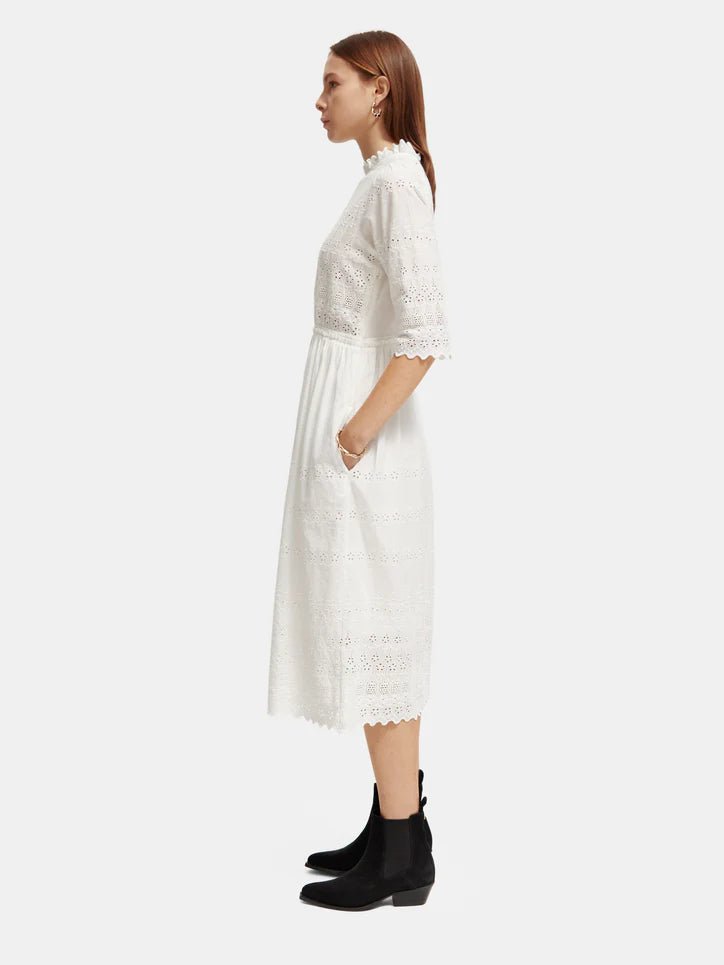 Scotch & Soda | Midi Broderie Dress | Off White | Palm Boutique