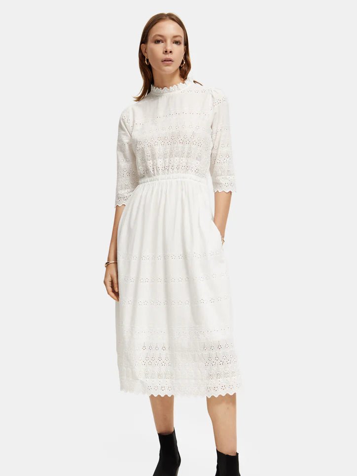 Scotch & Soda | Midi Broderie Dress | Off White | Palm Boutique
