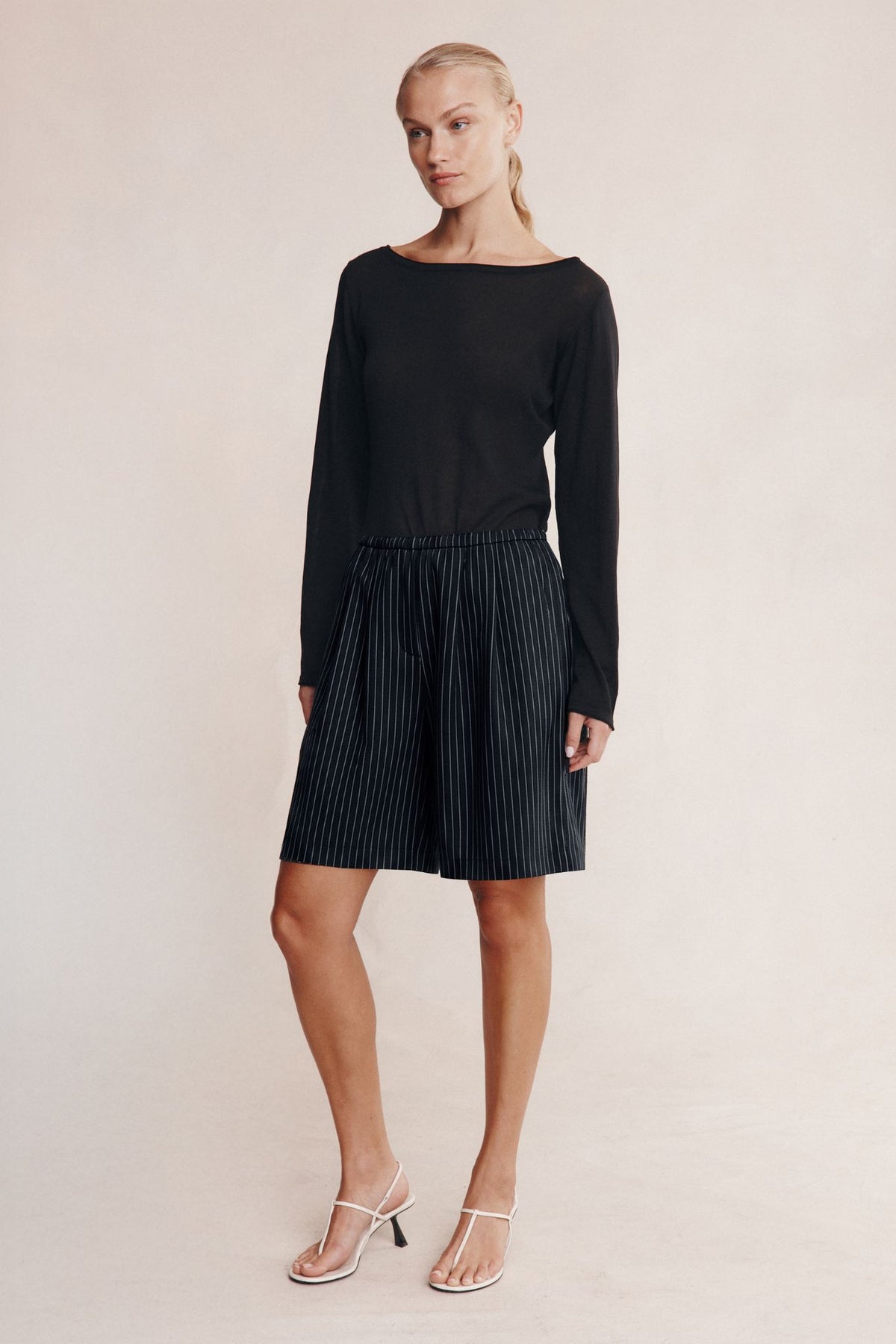 Nara Short | Black Pinstripe