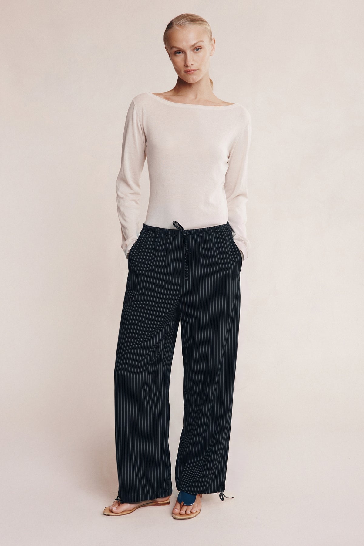 Fatima Pant | Black Pin Stripe