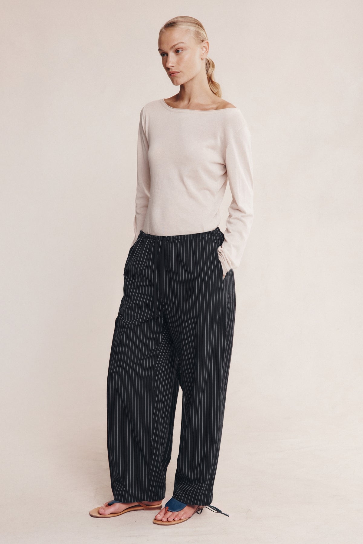 Fatima Pant | Black Pin Stripe