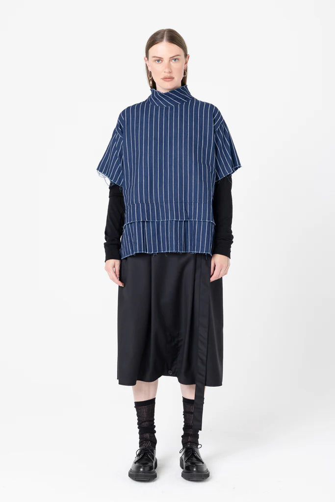 Fax Tee | Denim Stripe