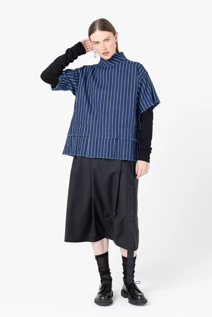 Fax Tee | Denim Stripe