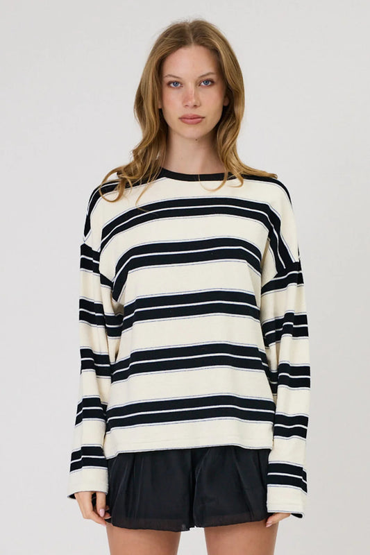 Miller Long Sleeve | Ivory/Black Stripe