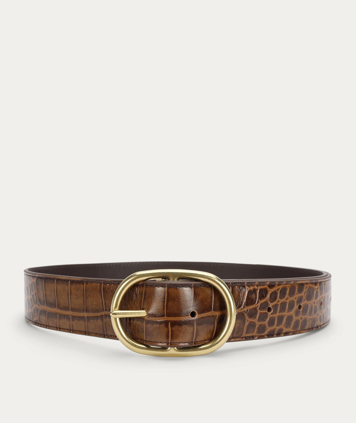 Wide Belt Oval Buckle | Toffee Croc