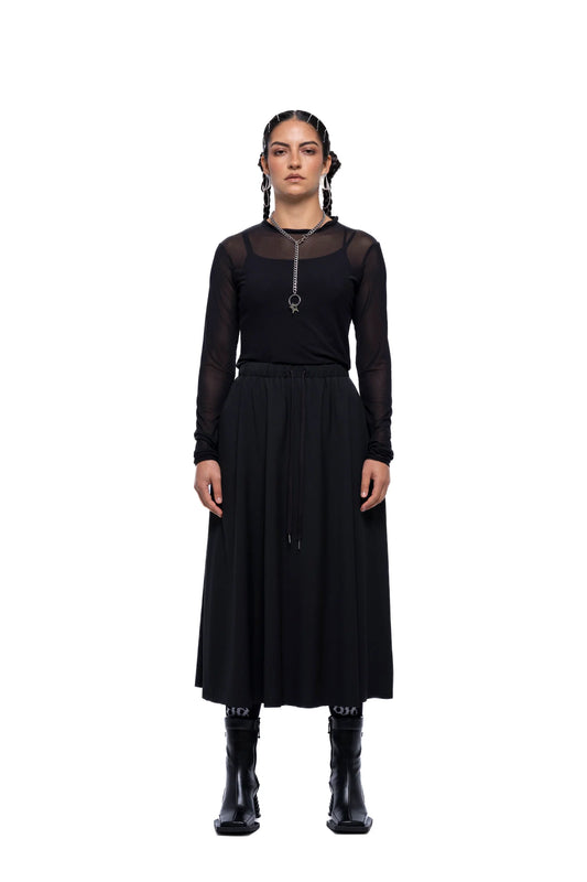 Service Skirt Long | Black Suiting