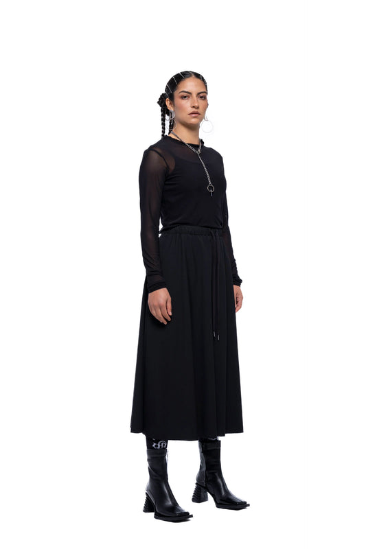 Service Skirt Long | Black Suiting