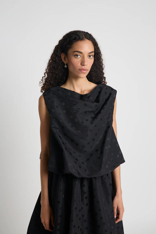Self Portrait Top | Black Spot Jacquard