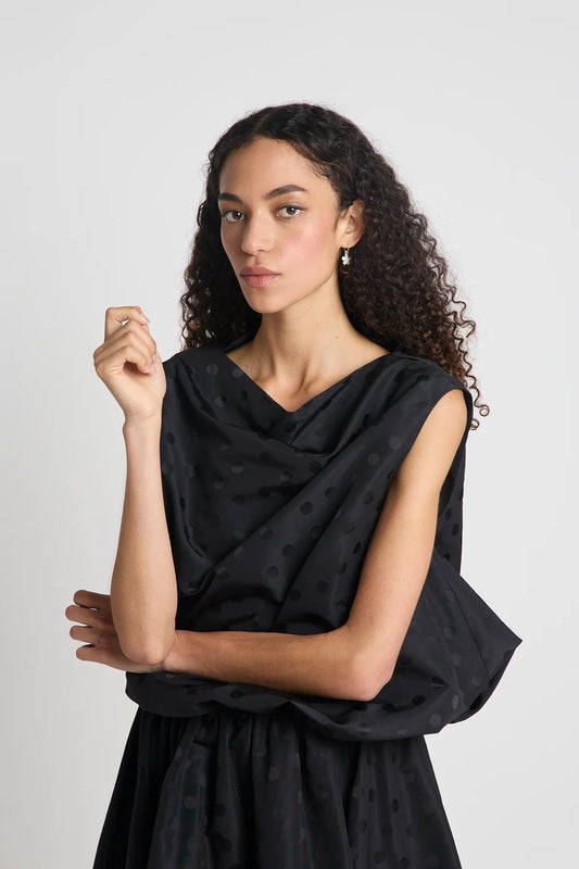 Self Portrait Top | Black Spot Jacquard