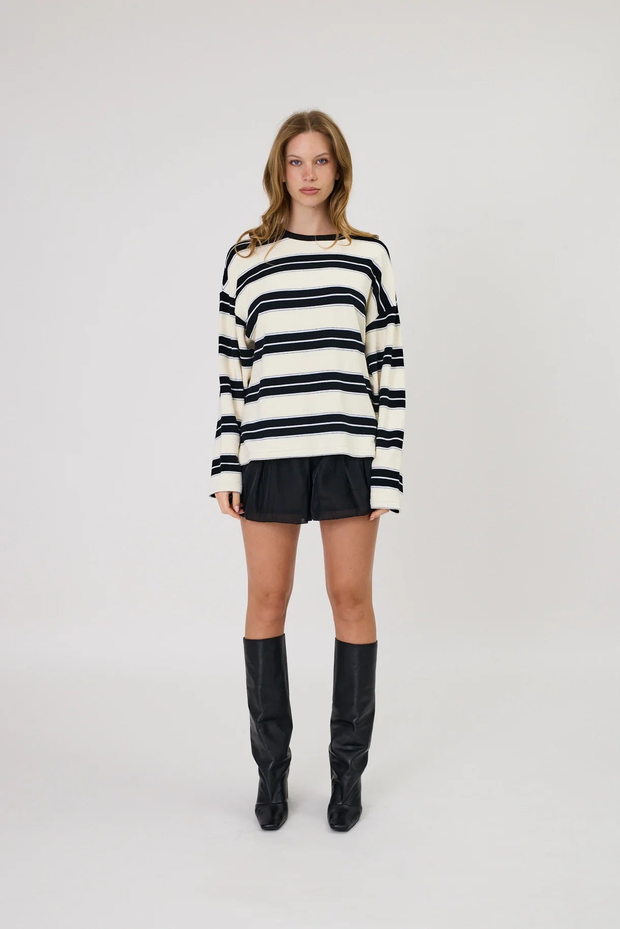 Miller Long Sleeve | Ivory/Black Stripe