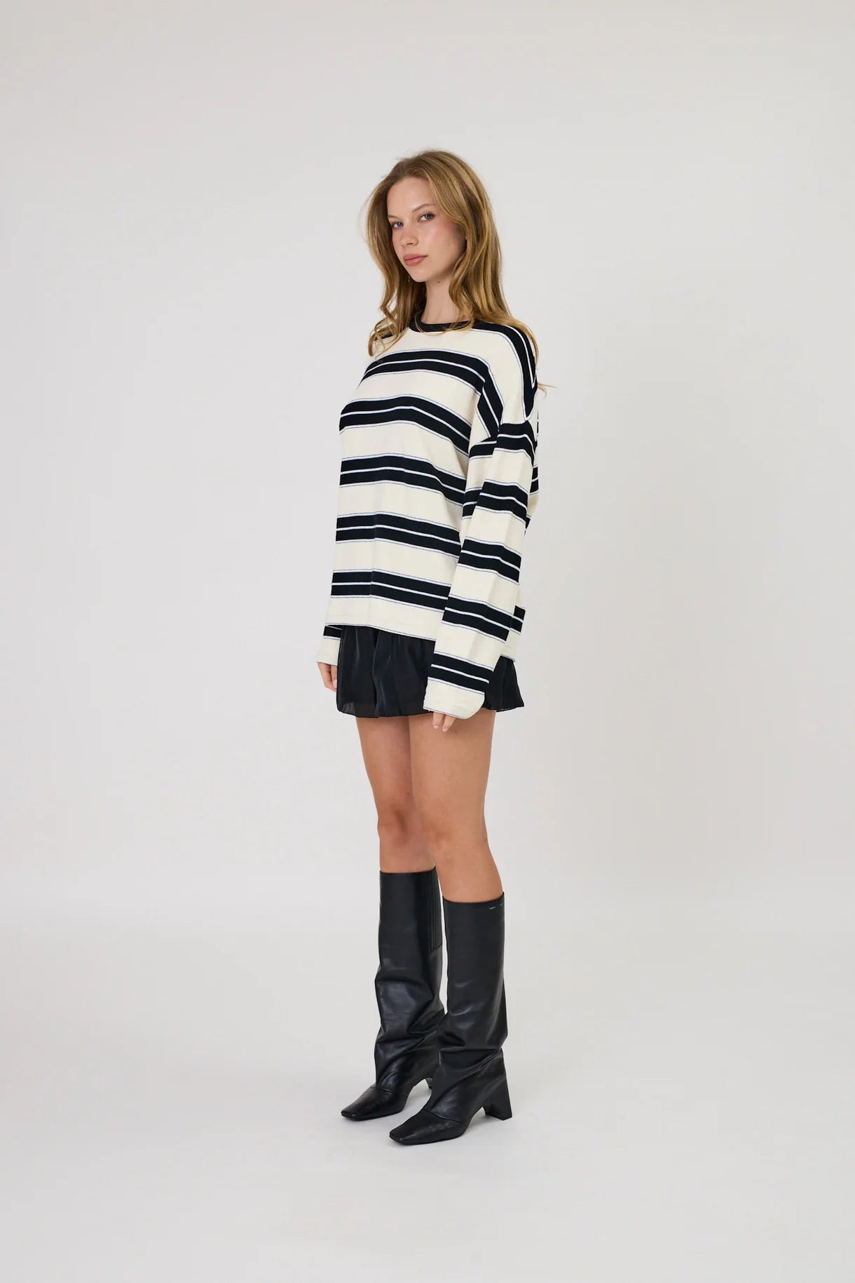 Miller Long Sleeve | Ivory/Black Stripe