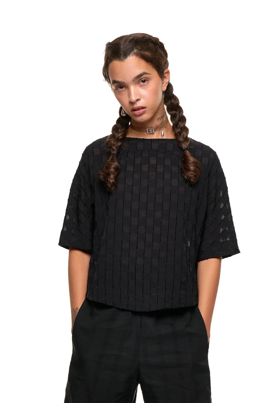 New Discus Top | Black Checkerboard