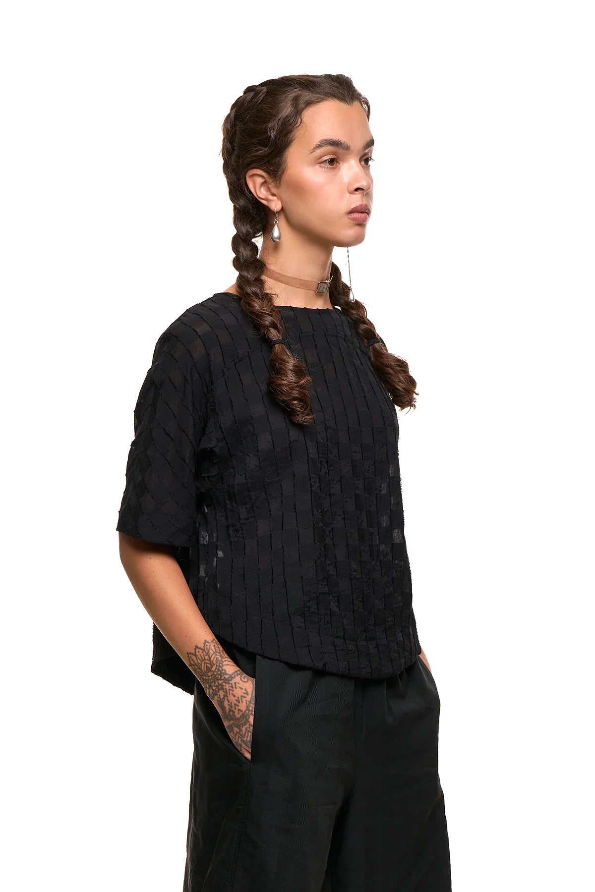 New Discus Top | Black Checkerboard