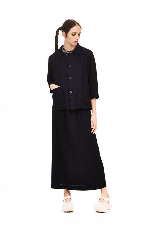 Verse Shirt Jacket | Navy Sparkle Crepe