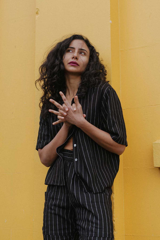 Smoking Shirt | Black Stripe