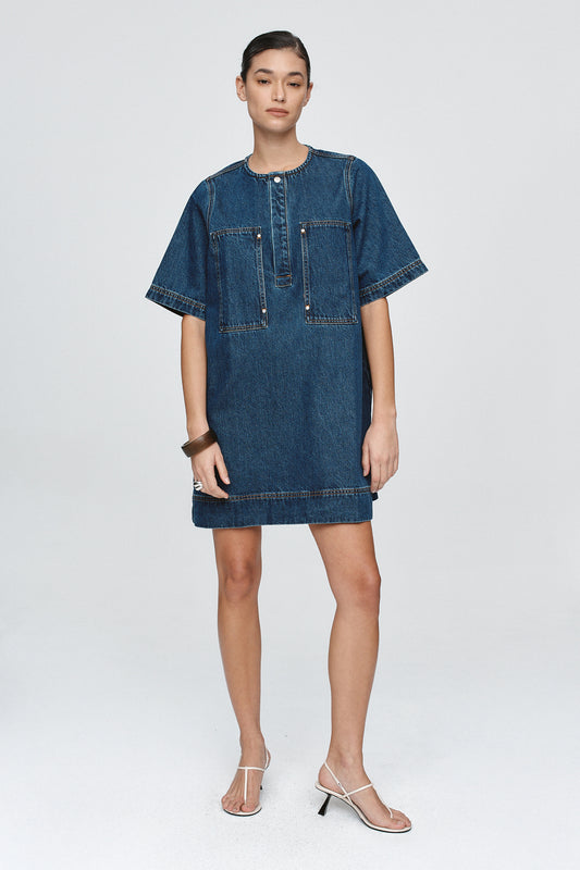 Patch Pocket Dress | Classic Blue