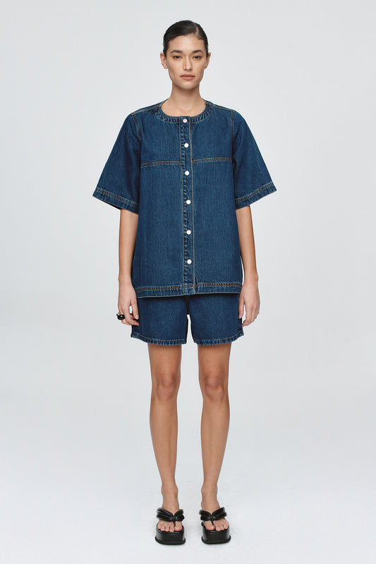 Short Sleeve Seam Shirt | Classic Blue