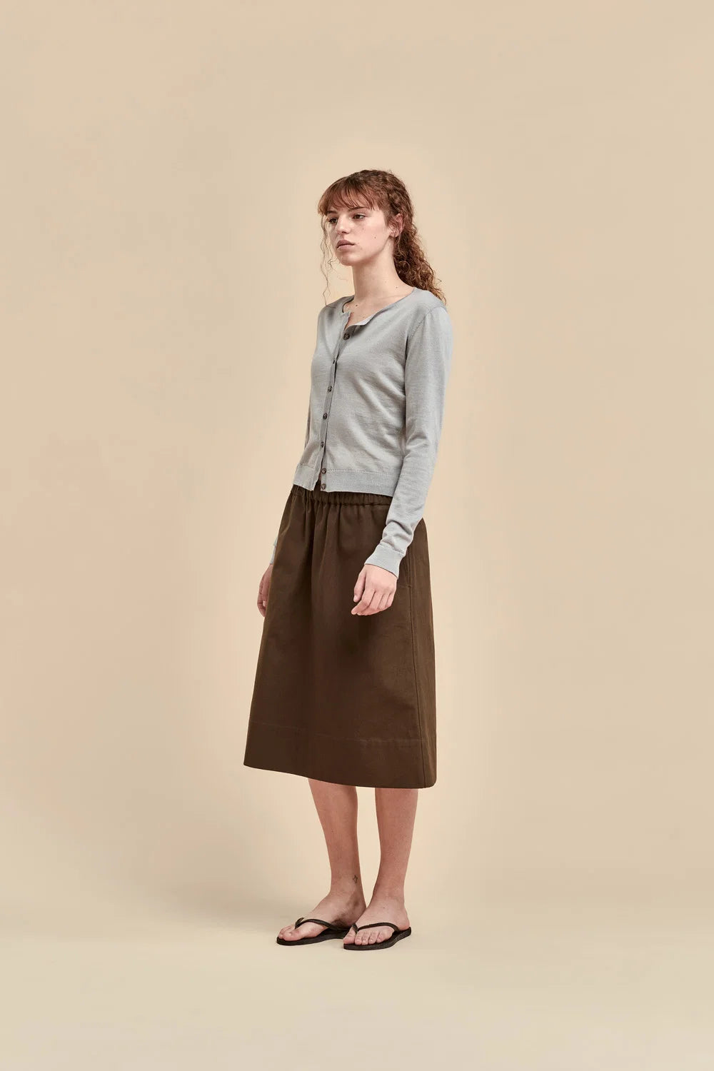 Merino Crop Crew Cardi | Tin