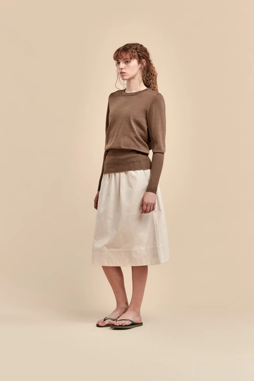 Merino Long Rib Sweater | Truffle