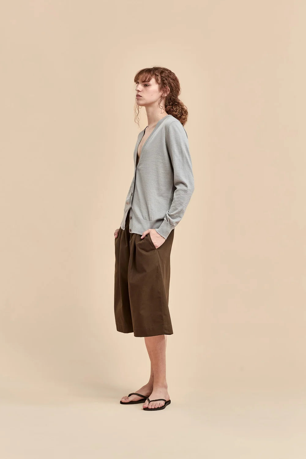 Merino Long V Cardigan | Tin
