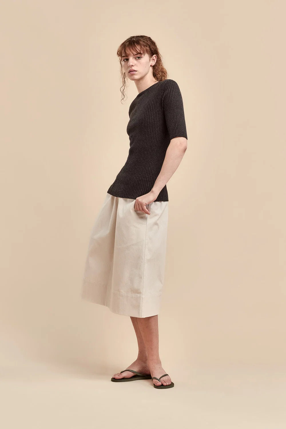 Balance Rib T-Shirt | Shale