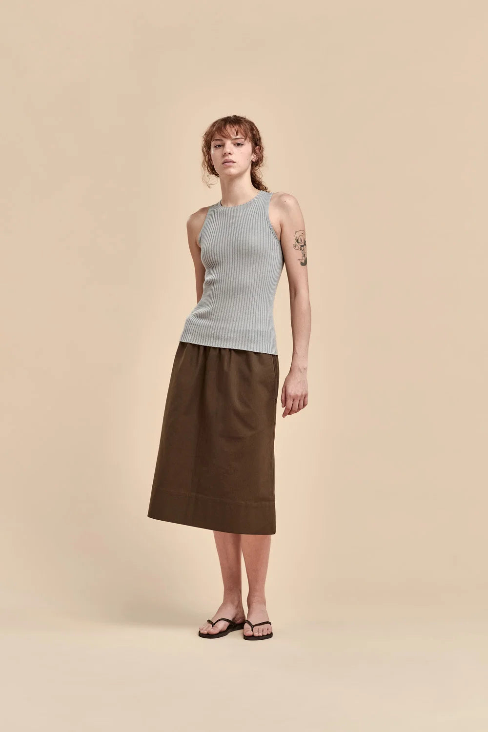 Merino Rib Crew Tank | Tin