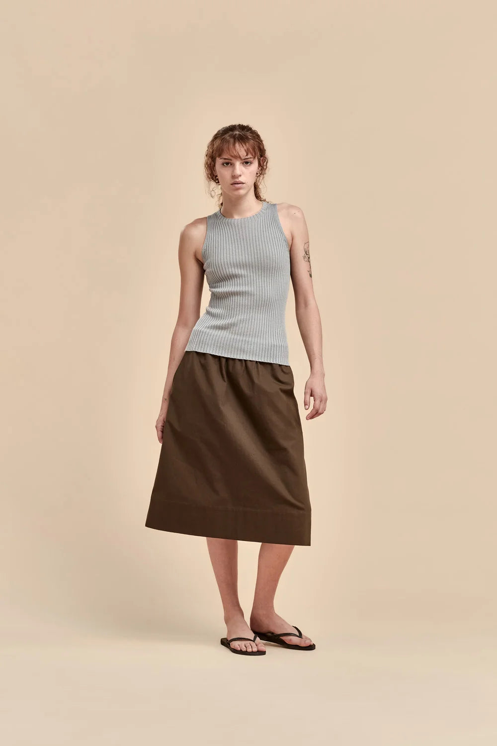 Merino Rib Crew Tank | Tin