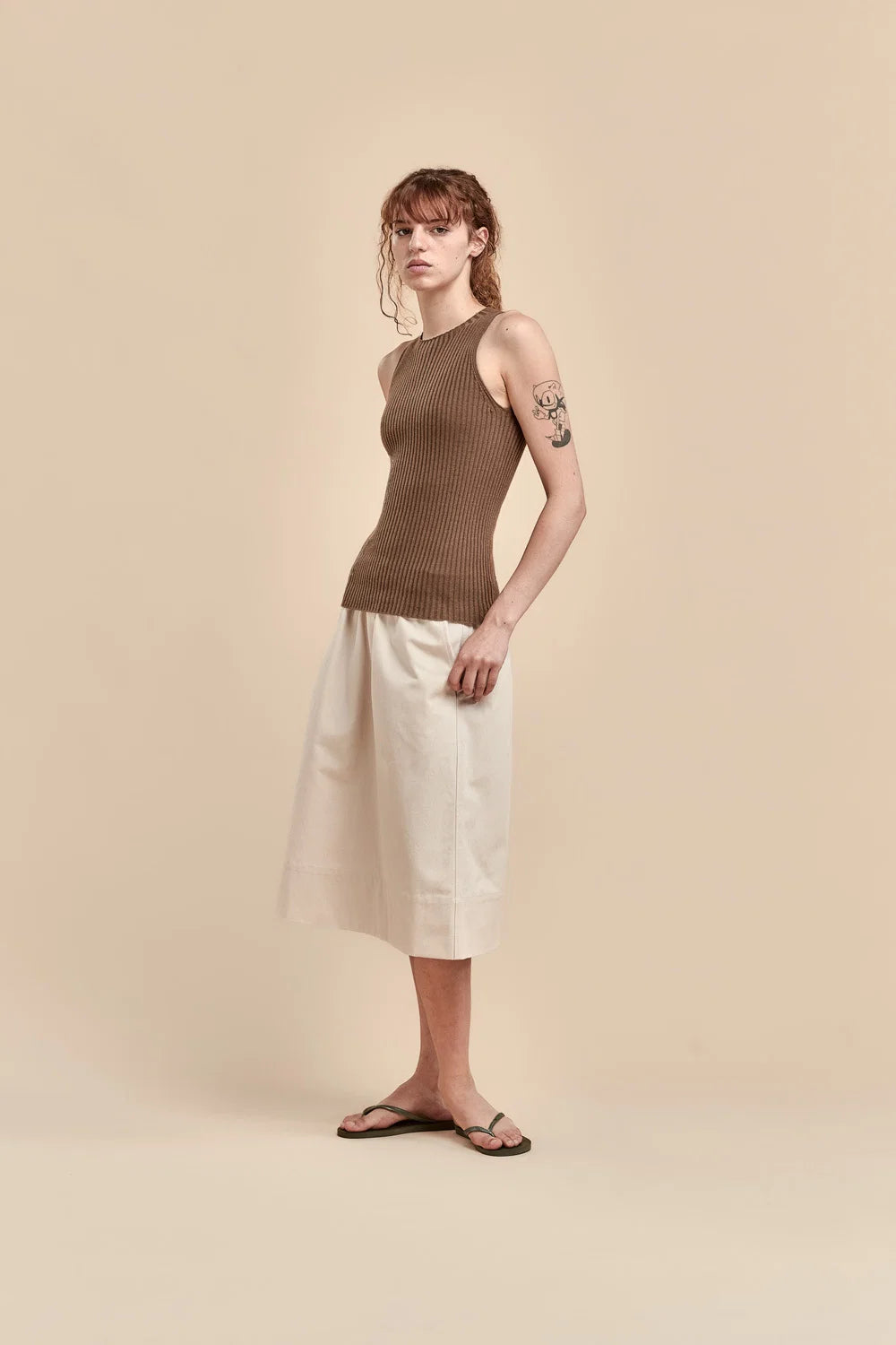 Merino Rib Crew Tank | Truffle