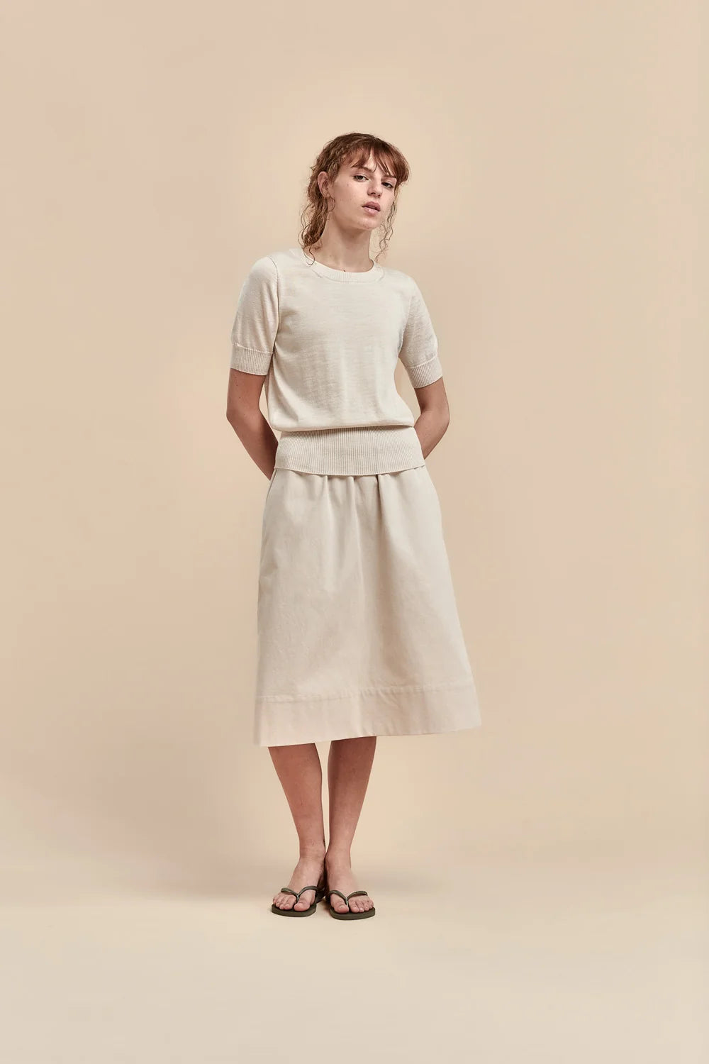 Merino High Rib T-Shirt | Alabaster