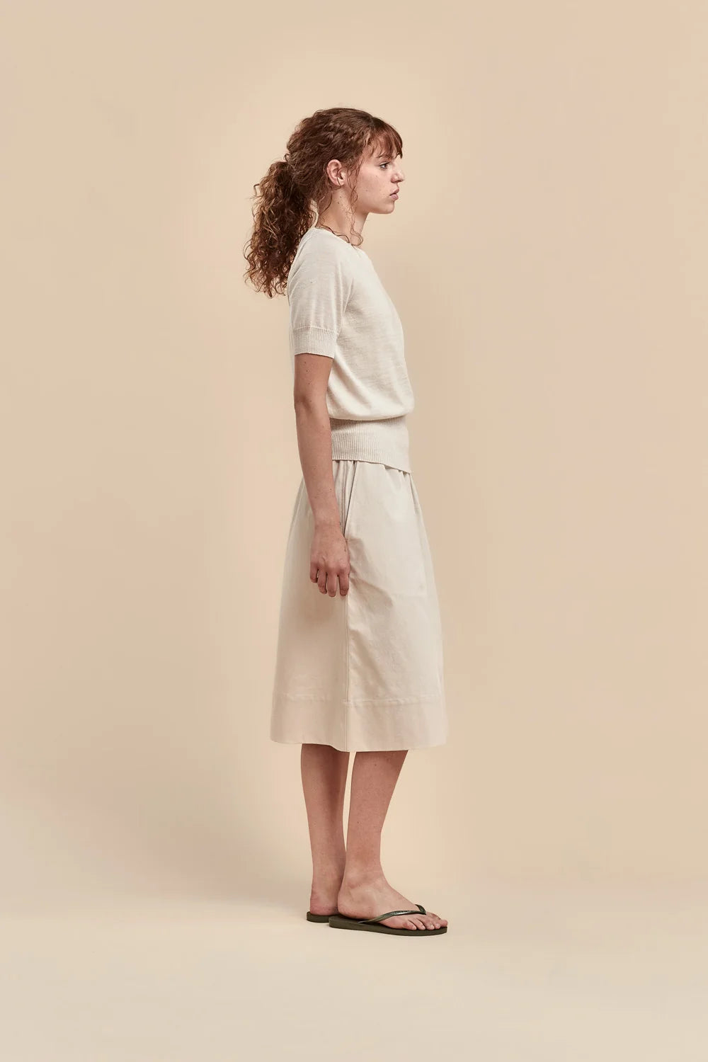 Merino High Rib T-Shirt | Alabaster
