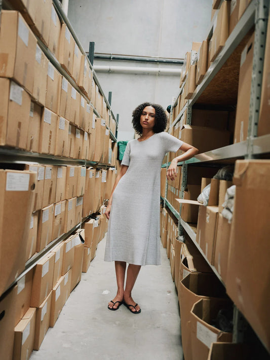 Cotton Waffle Dress | White Arctic