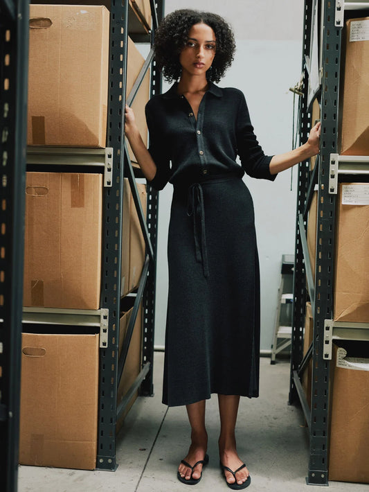 Cotton Waffle Wrap | Black Charcoal