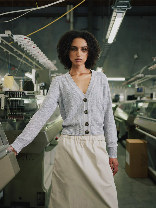 Cotton Stippling Cardi | Feather Fleck