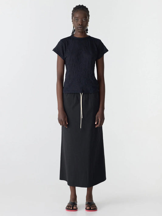 Crushed Cotton Minimal Skirt | Black