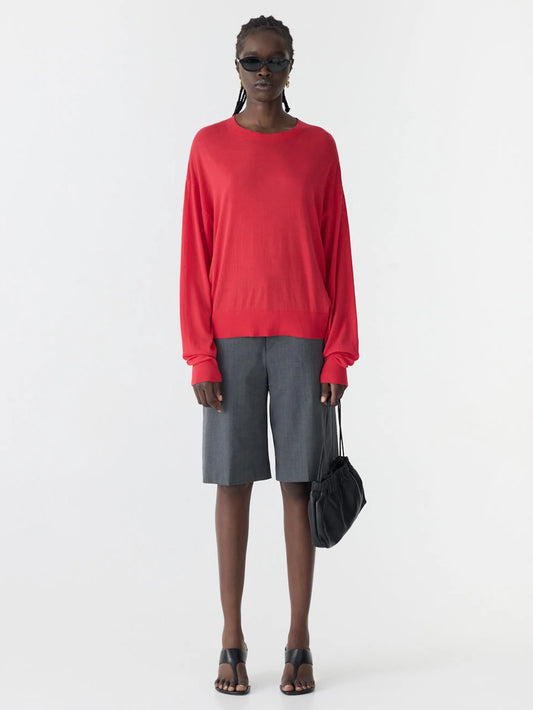 Superfine Crew Neck Knit | Red