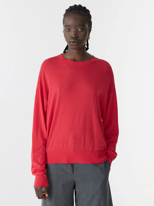 Superfine Crew Neck Knit | Red