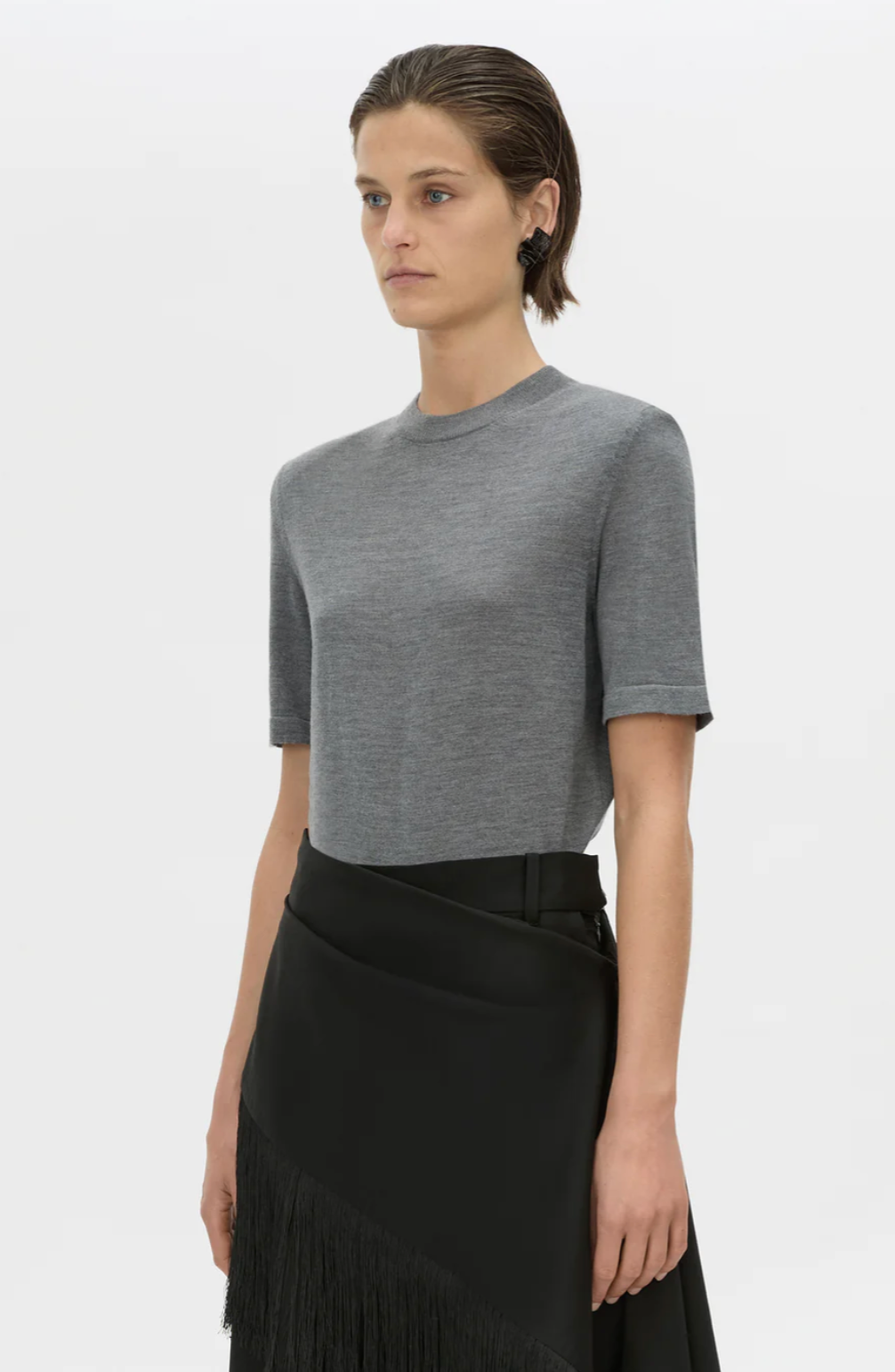 Leona Knit Tshirt | Charcoal Marle