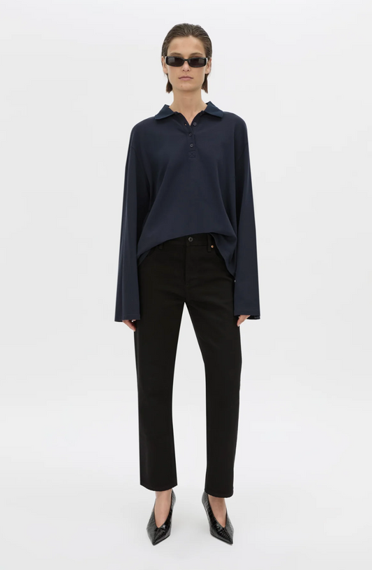 Moreno Long Sleeve Polo Top | Navy