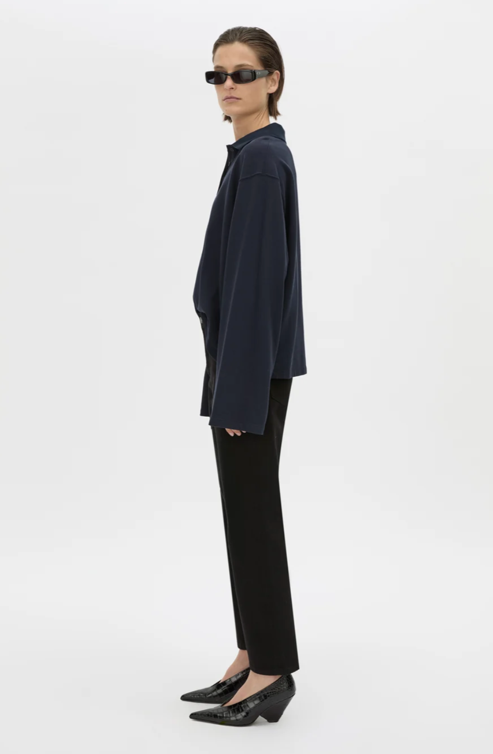 Moreno Long Sleeve Polo Top | Navy