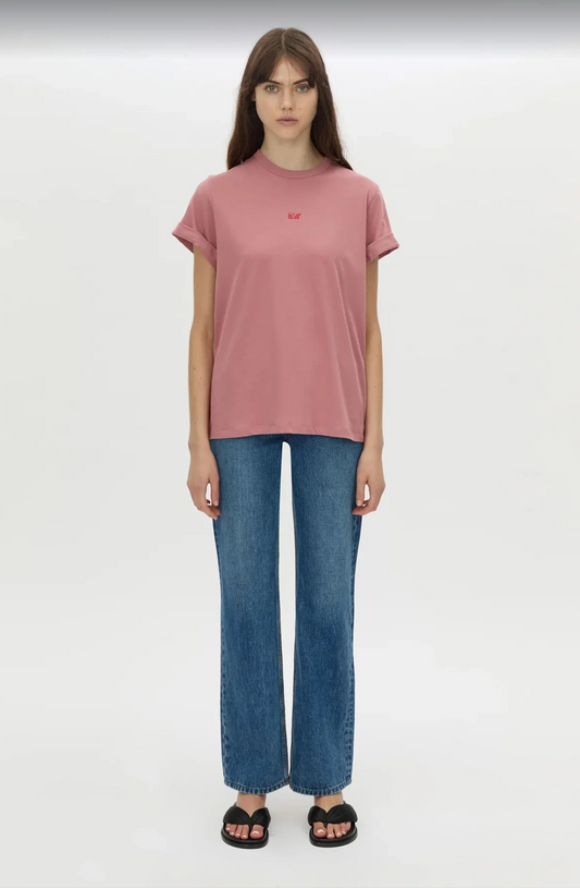 Birdie Embroidered Tee | Rose Pink