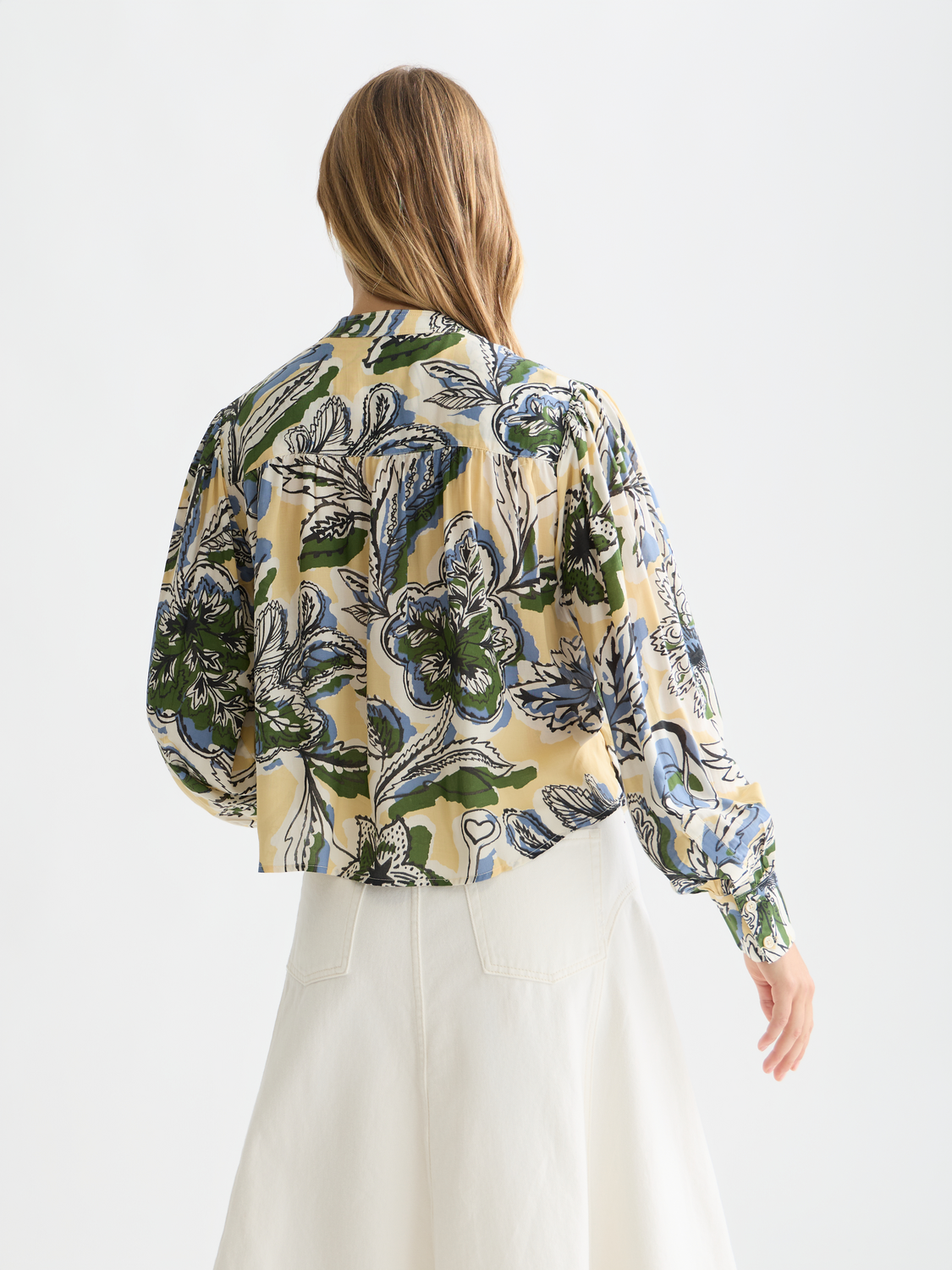 Pin Tuck Long Sleeve Shirt | Lucky Bandana Multi
