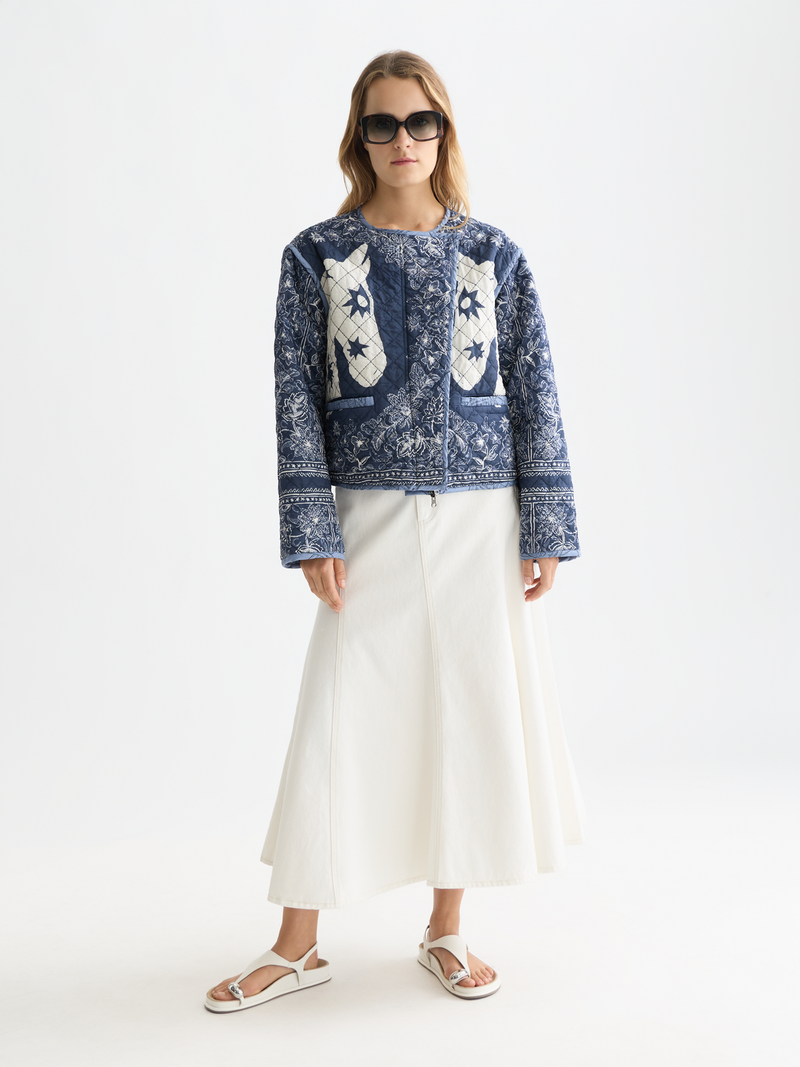 Reversible Printed Quilted Jacket | Horse Bandana